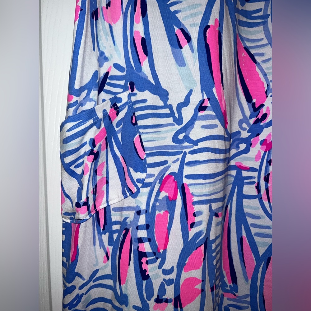 NWOT UNICORN Kristen Flounce Dress in Blue Haven pop up red right return - Picture 5 of 11